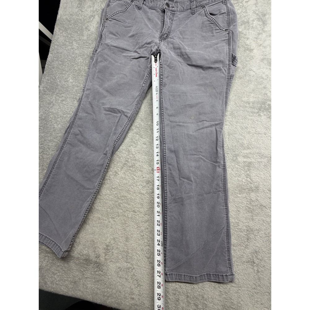 Carhartt Original Fit Carpenter Pants Gray Canvas Utility Work Women 14 Short - Picture 3 of 7